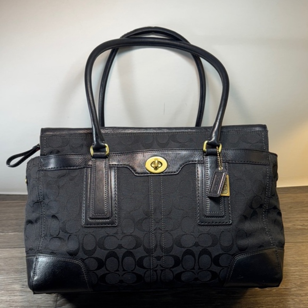 Vintage Coach Black Monogram Tote Bag XLarge  travel bag